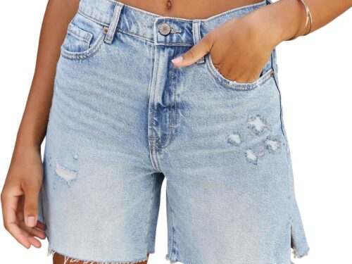 Mid-Rise Distressed Hem Kick Flare Jeans