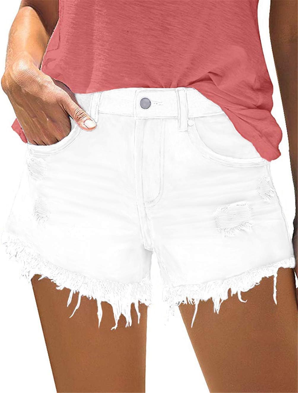 onlypuff Women's Denim Jean Short Ripped High Waist Cut Off