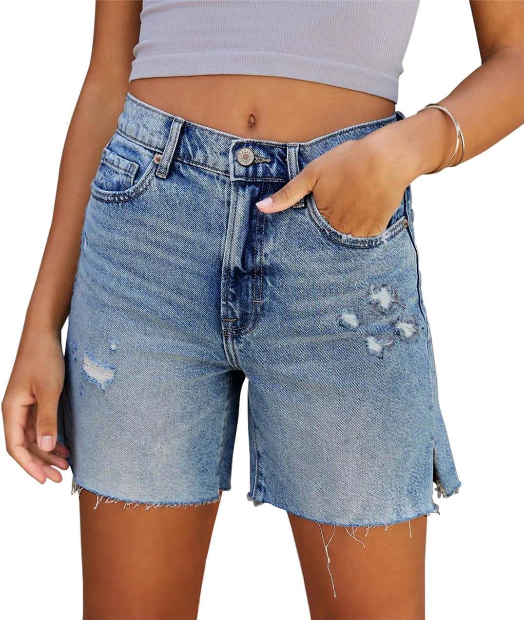 onlypuff Women's Denim Jean Short Ripped High Waist Cut Off
