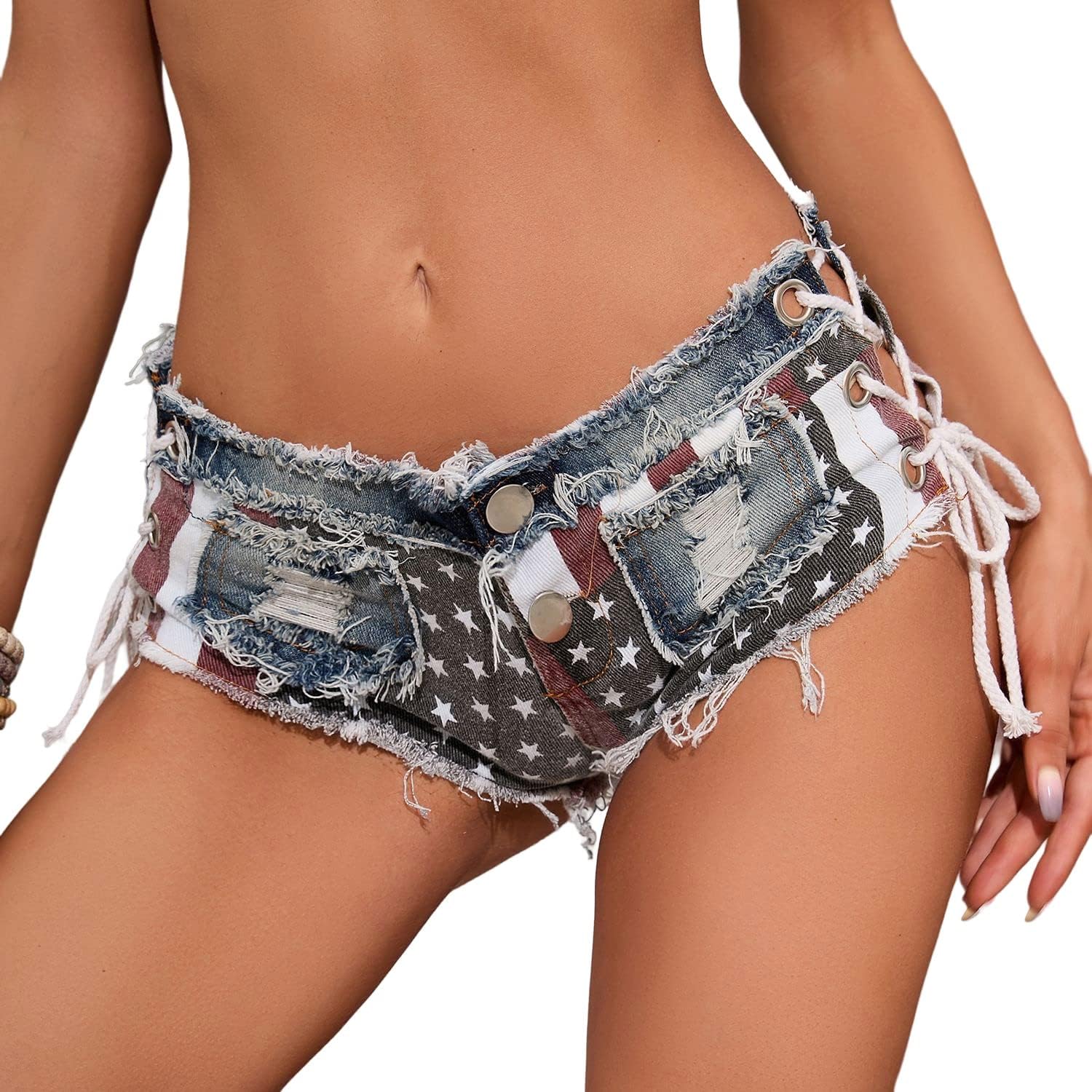 Yollmart Women Sexy Cut Off Low Waist Denim Jeans Shorts Mini Hot Pants